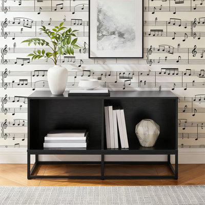 Medium Vinyl Record Storage TV Stand, Entertainment Center, Media Console, Black