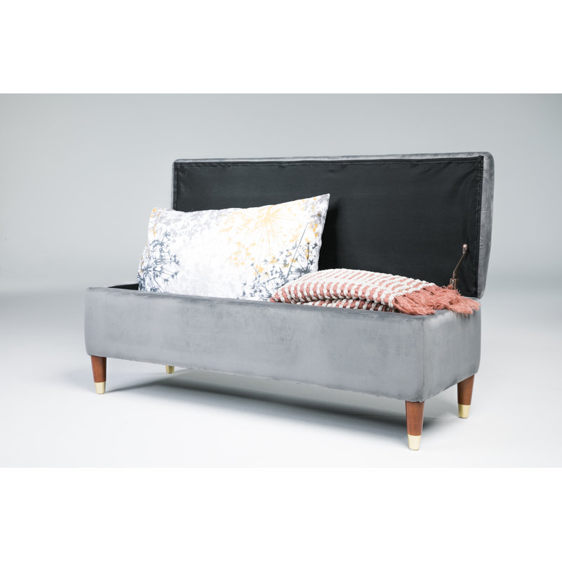 Agnon Upholstered Storage Bench, Grey