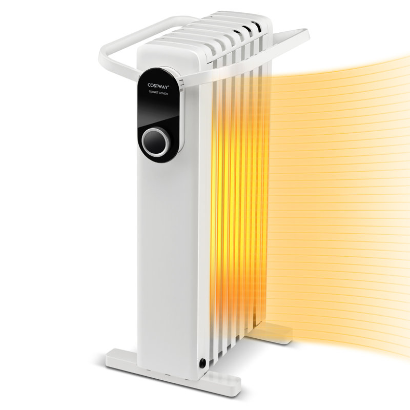 Costway 1500 Watt 5500 BTU Electric High Efficiency Radiator Space Heater with Adjustable Thermostat, White