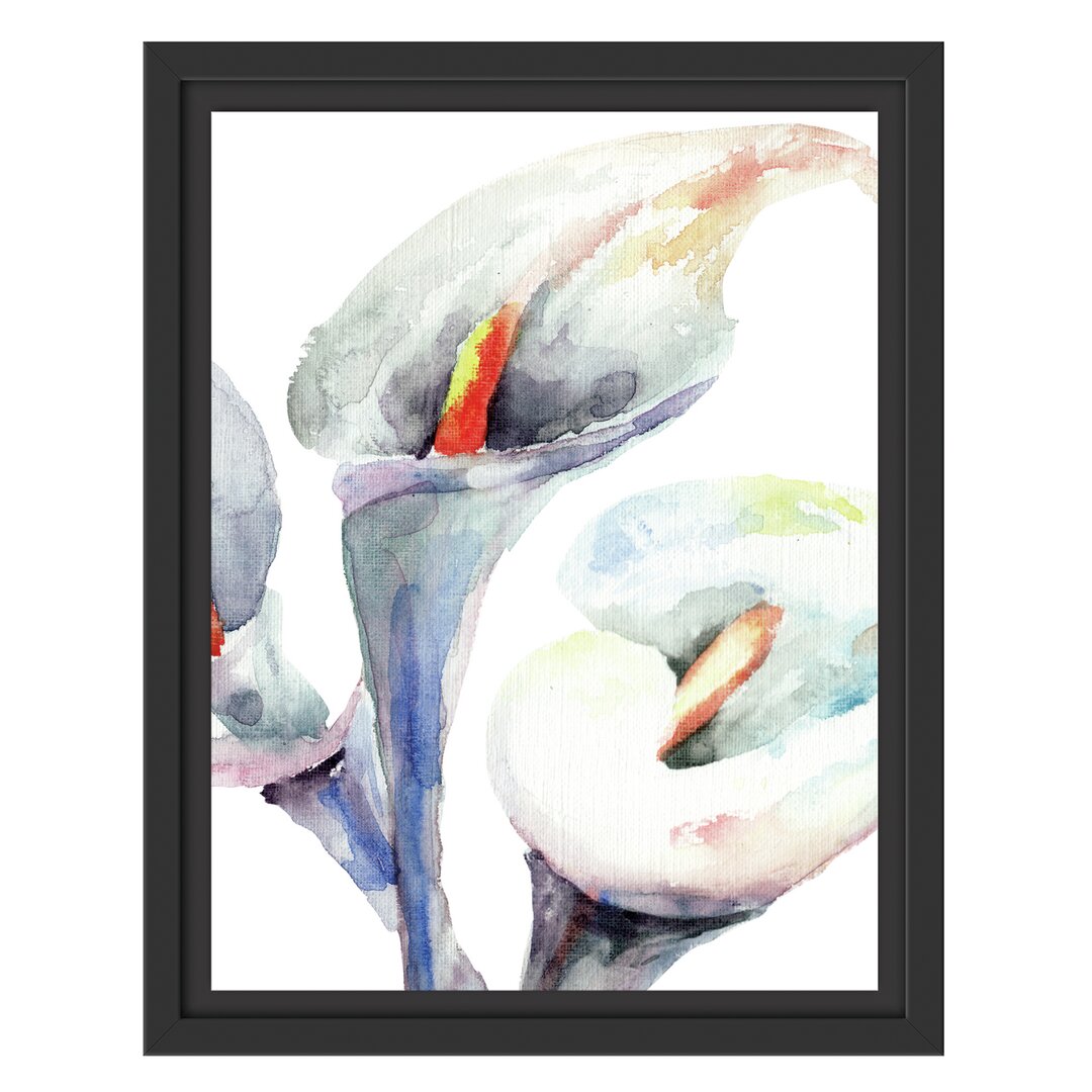 Gerahmtes Wandbild Aquarell Blüten Callas Kunst