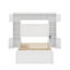 Lit double en bois avec armoire tout-en-un, tablette et lit gigogne