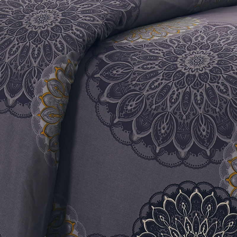 Midnight Floral Black and Gold Full/Queen Duvet Cover Set