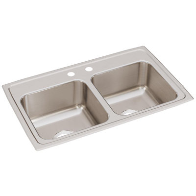 Lustertone 29" L x 18" W Double Basin Drop-In Kitchen Sink