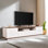Meuble télé moderne avec rangement, finition blanc et noyer, 70,9 po x 17,6 po x 17,6 po | 100% panneau de particules enduit de mélamine, épaisseur: 0,7 pouce | Design élégant et fonctionnel pour le salon, le centre de divertissement