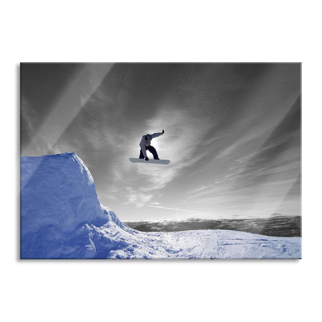 Snowboard Jump, Extreme Sport - Unframed Photograph on Glass