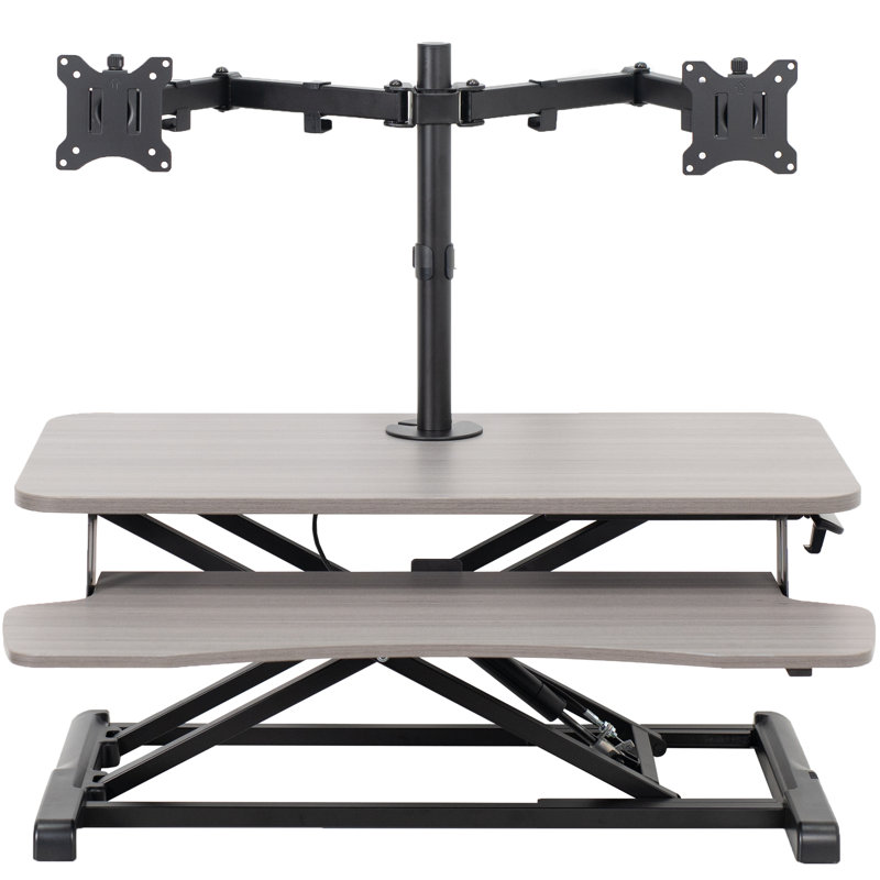 Convertisseur de bureau debout 32 "avec support pour écran double DESK-V000K-m2 Series, Gris / noir