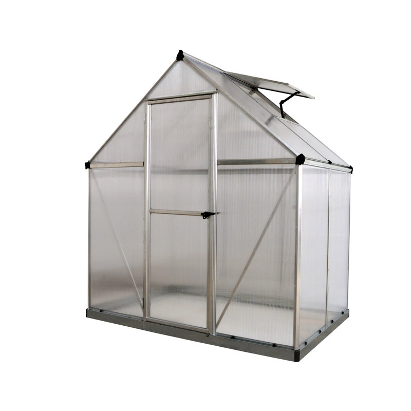 Mythos 6 Ft W x 4 Ft D Greenhouse, 208cm H x 185cm W x 126cm D, Silver