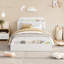 Structure de lit simple avec tête de lit, pied de lit surélevé et plateforme basse pour enfants-752951523