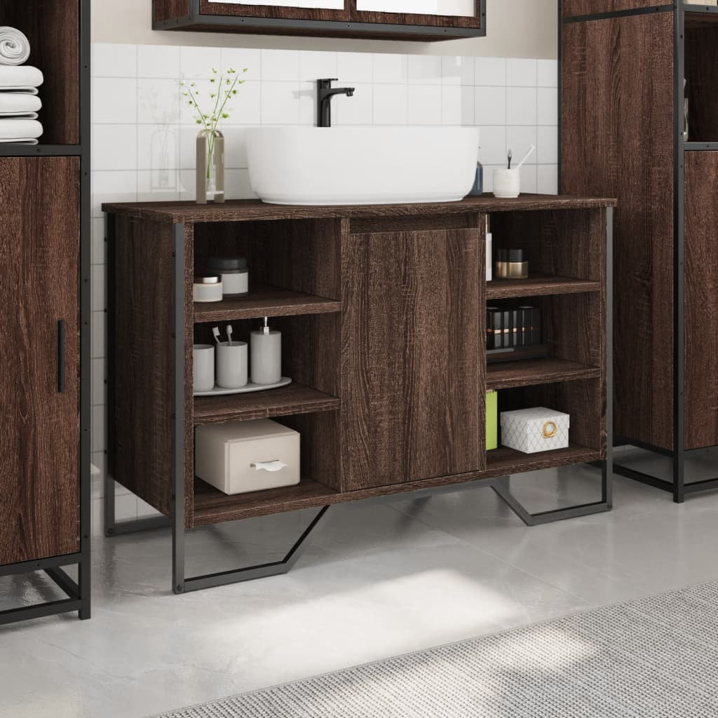 Vidaxl (Brown Oak) Bathroom Sink Cabinet Storage Vanity Unit Grey Sonoma Engineered Wood - Image 2