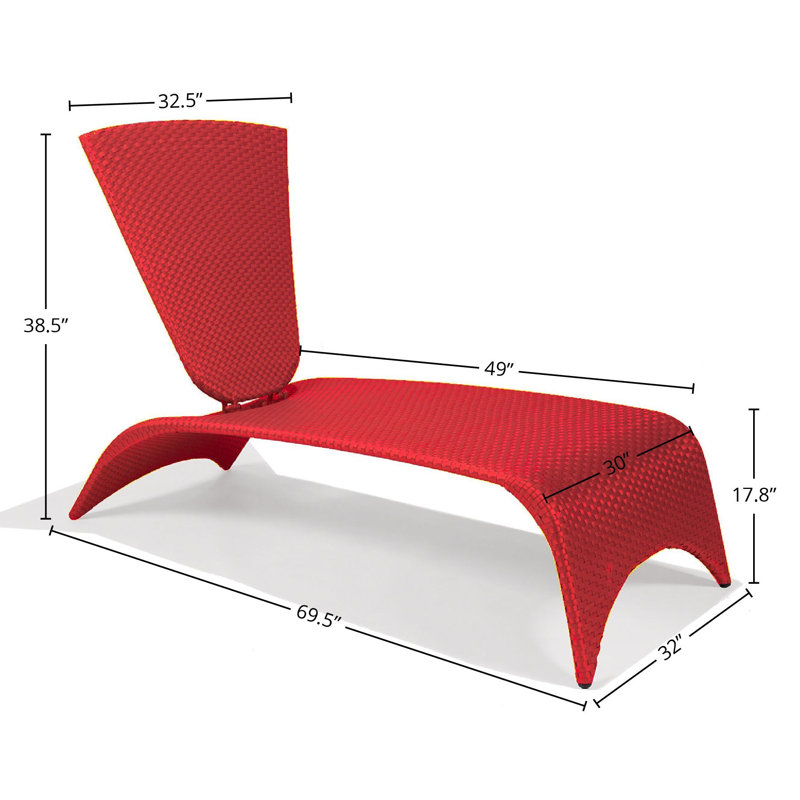 Malibu Nest Chaise Lounge with Folding Back, Red