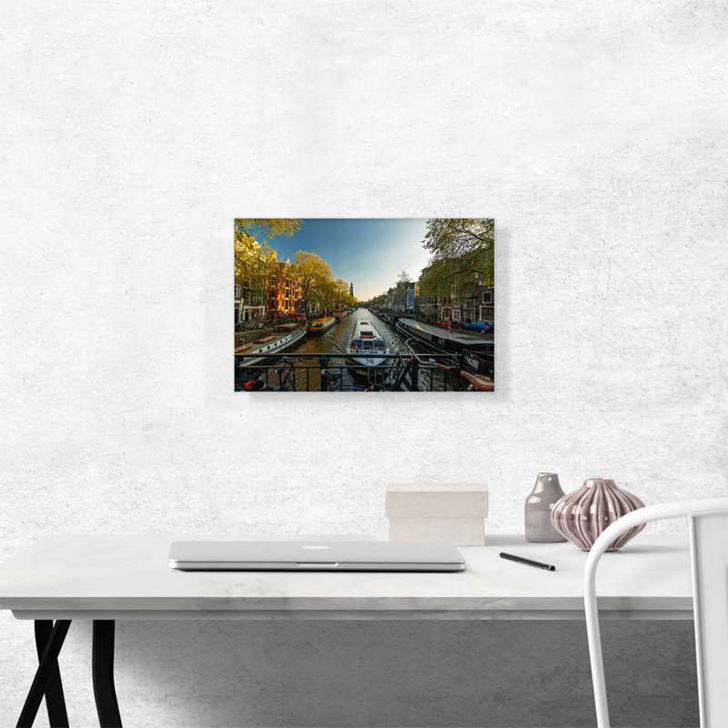 Canal of Amsterdam, Pays-Bas, reproduction de photo sur toile tendue, H 12 po x l 18 po x 1,5 po