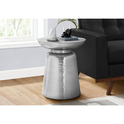 Contemporary Metal Bedroom Table - 22" Tall, Drum Design For Side Or End Use 20" W X H Accent Table, Modern Living