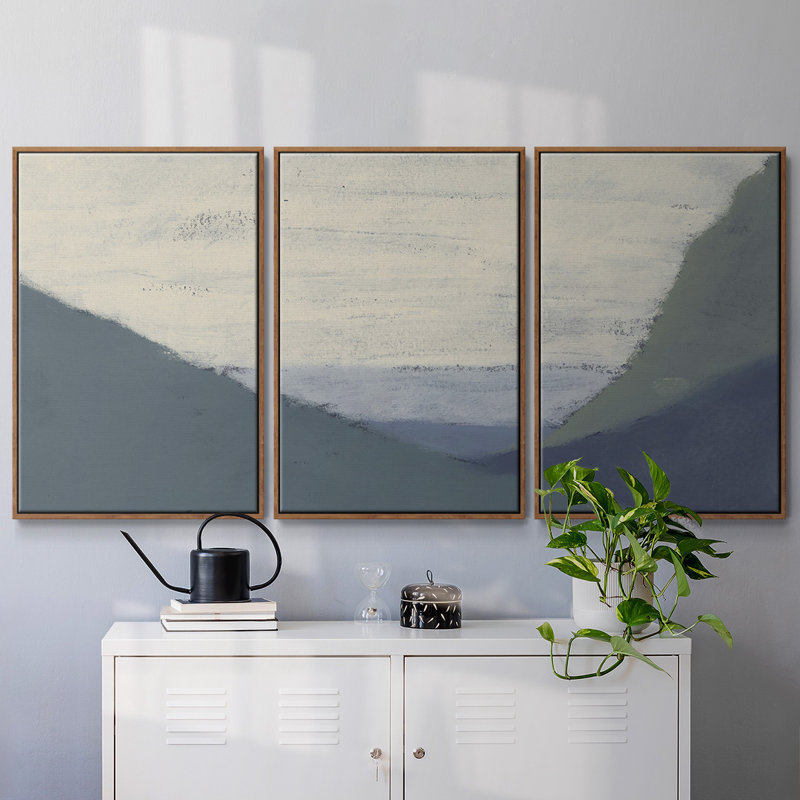«Mute Coast II», reproduction sur toile flottante 3 pièces, H 36 po x l 75 po x P 2 po, Noyer