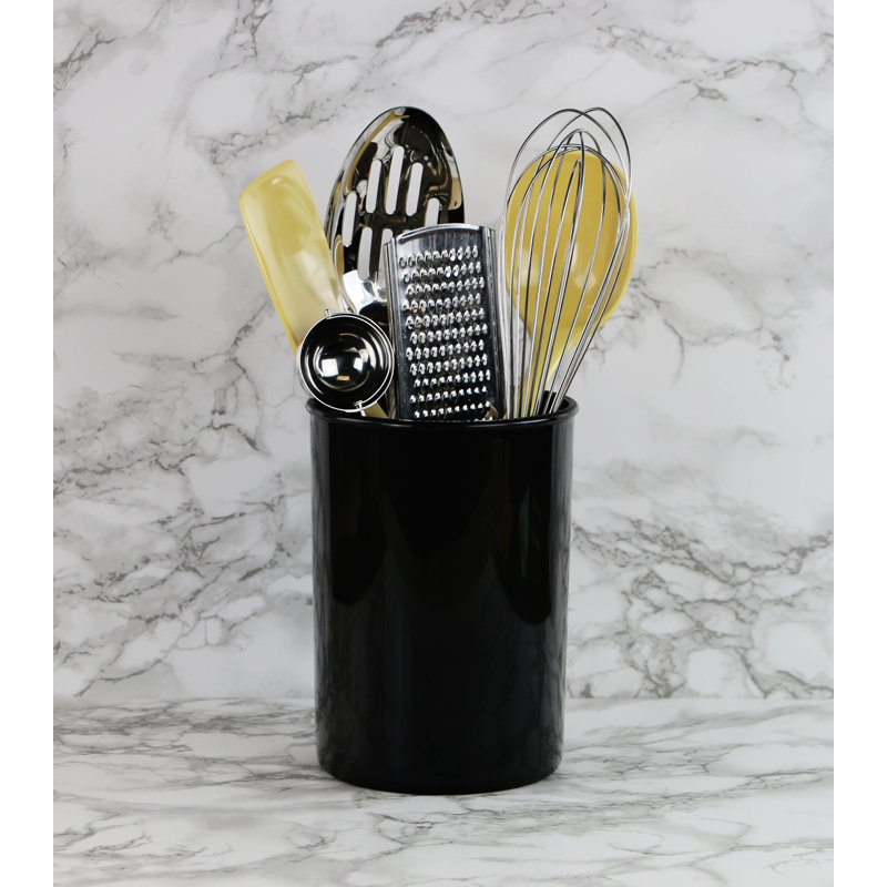 Calypso Plastic Oval Utensil Crock, Black