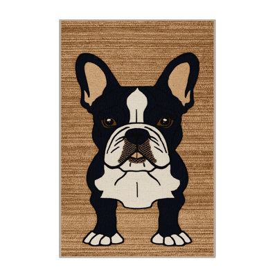 Washable French Bulldog Dogs Area Rug
