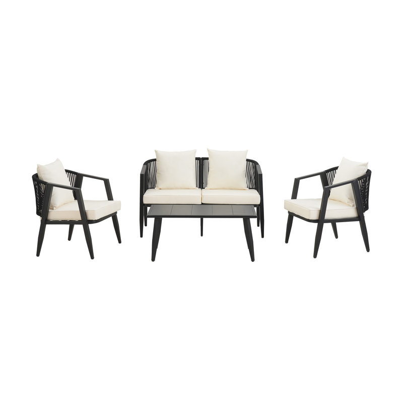 Ensemble de sièges d'extérieur durable et confortable, adapté aux patios, aux pelouses et aux bords de piscine, Gris, Beige