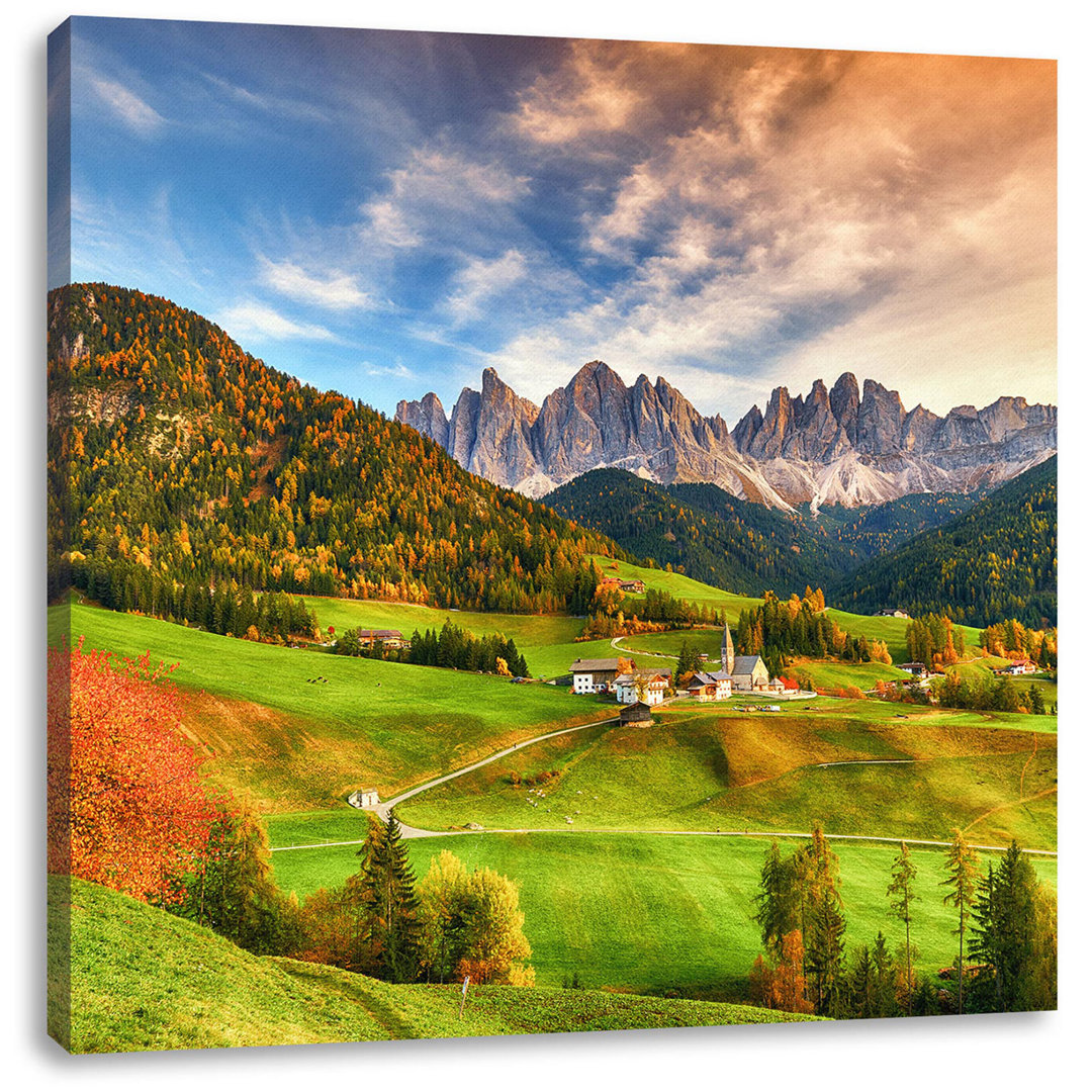 Leinwandbild Herbstlandschaft in den Dolomiten