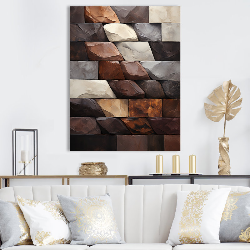 Bean Stone Collage I - Stone Geode Canvas Prints, Wrapped Canvas, 44" H x 34" W x 1.5" D