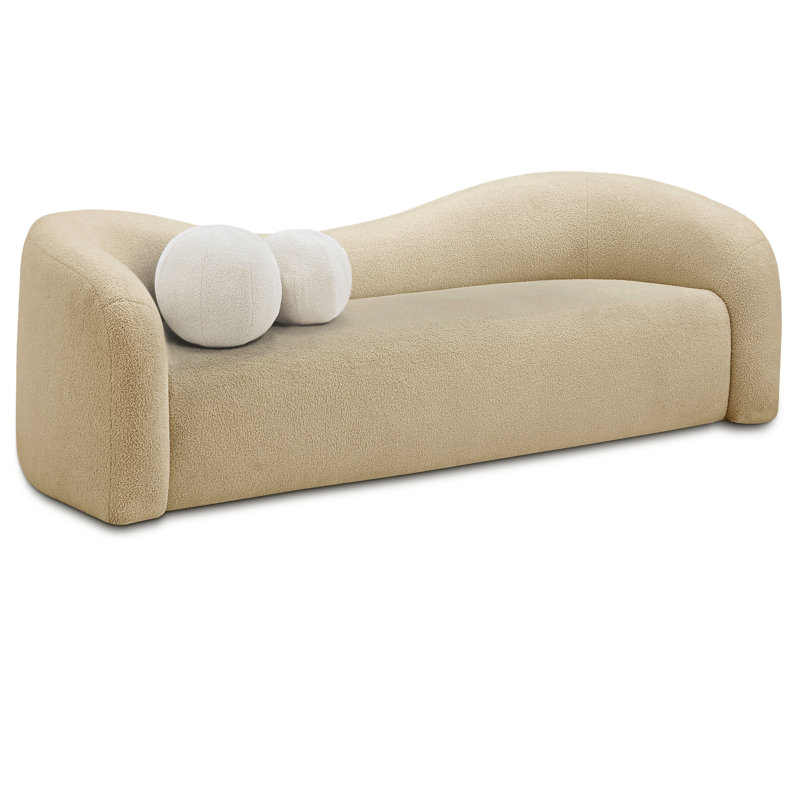 Canapé rembourré 86 po Kali, Tissu beige en fausse peau de mouton