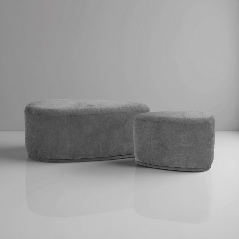 43.6cm Wide Triangle Solid Colour Footstool Ottoman, Grey