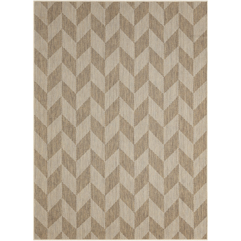 Tapis rectangulaire en polypropylène tressé à la machine brun / beige, Rectangle 5 pi 3 po x 7 pi 3 po