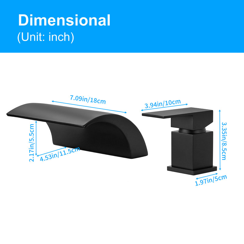 Waterfall Single-Handle Bathroom Faucet Set, Matte Black
