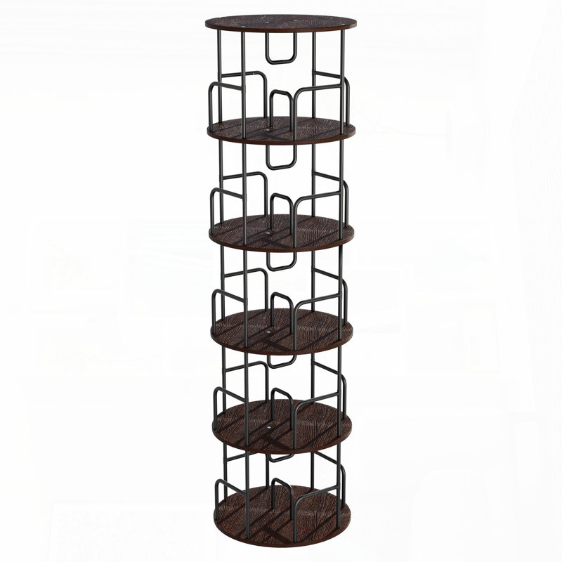 5-Tier Rotating Bookshelf Tower (Brown), Brown