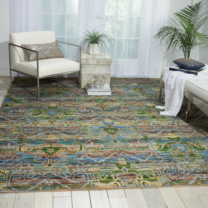 Tapis bleu Shenita, Rectangle 8 pi 6 po x 11 pi 6 po