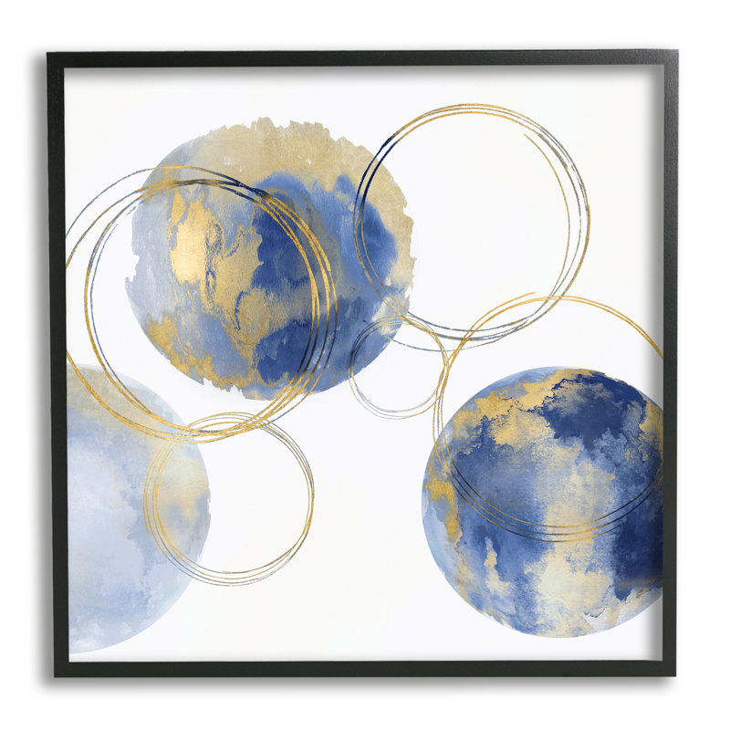 Globe de formes abstraites - Peinture sur toile, H 24 po x l 24 po x P 1,5 po, Giclée encadrée noir minuit