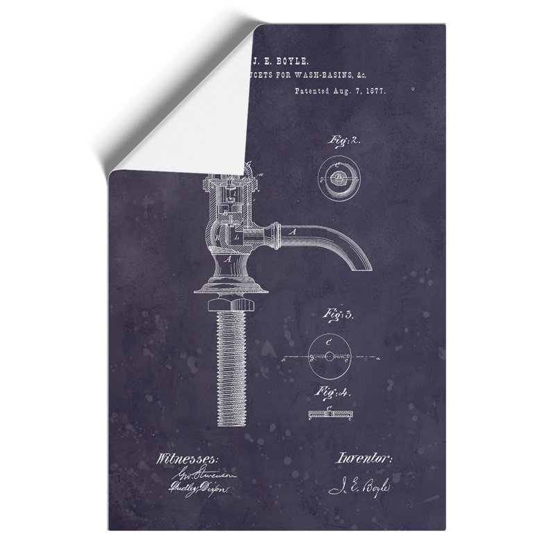 Water Faucet Tap Patent Dark - Unframed Graphic Art, 84cm H x 59cm W x 0.1cm D