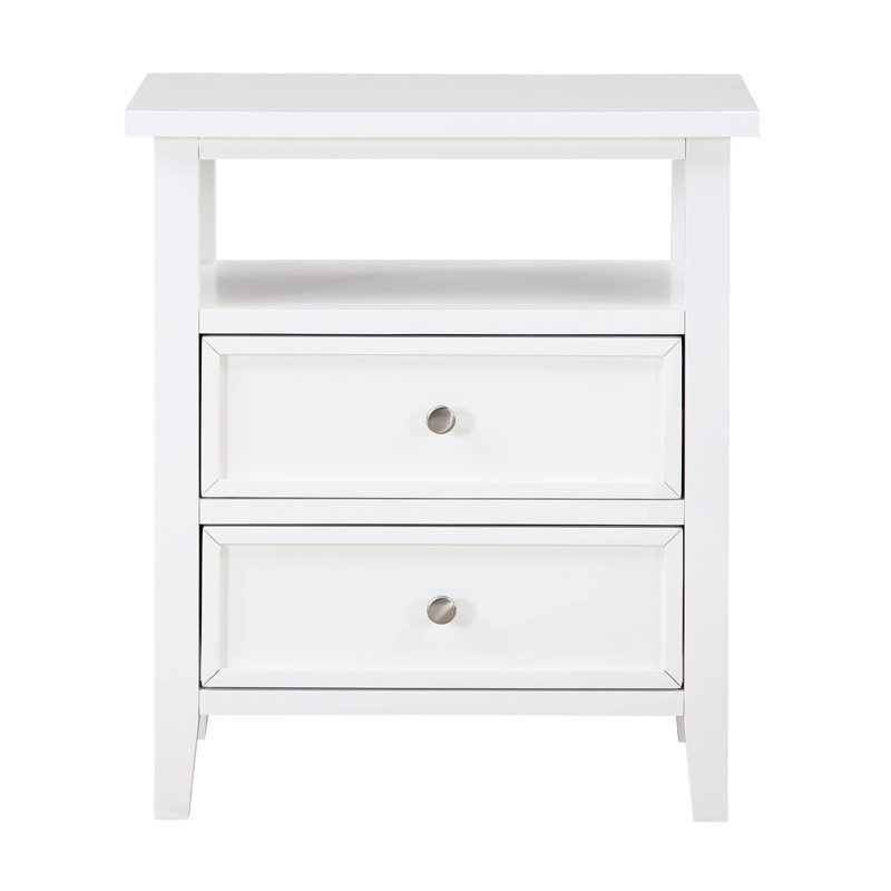 Table de chevet 2 tiroirs, Blanc