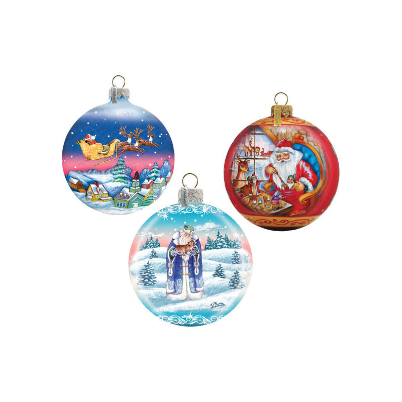 Holiday 3'' Handmade Glass Ball Ornament
