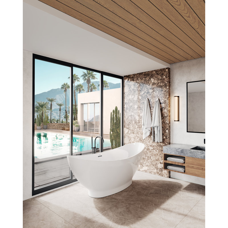 Metro 68'' x 32'' Soaking Bathtub, Matte Polished Nickel