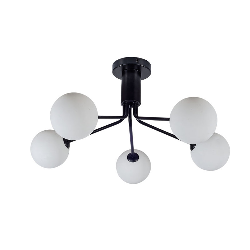 Aure Glass Semi Flush Mount, Matt Black