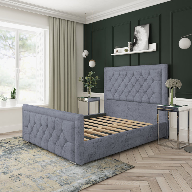 Upholstered Bed, Gunmetal, Double (4'6)