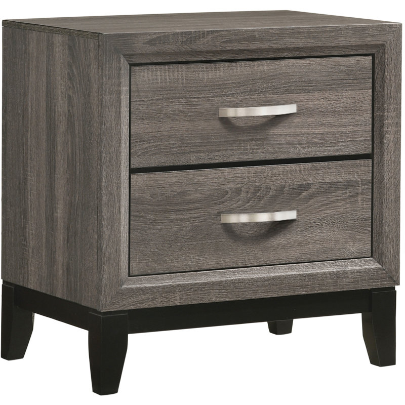 Table de chevet 2 tiroirs Grey Oak