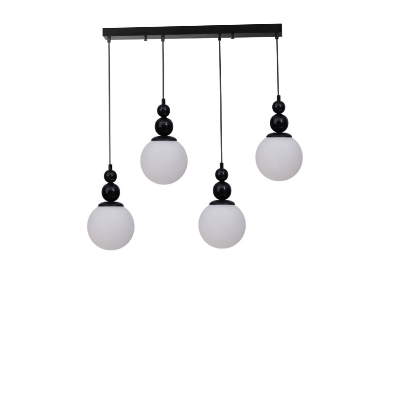 Lustre, Blanc/Noir, 4 étages, Quatre lumières