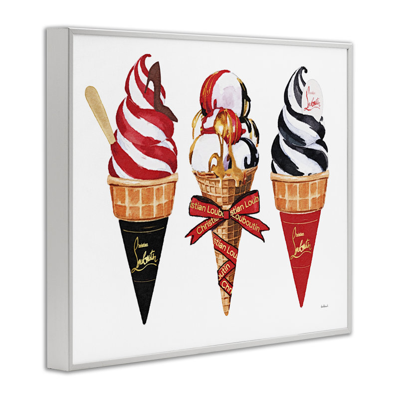 Giclée encadrée de cônes de glace rouges et noirs, design par Amanda Greenwood, H 24 po x l 30 po