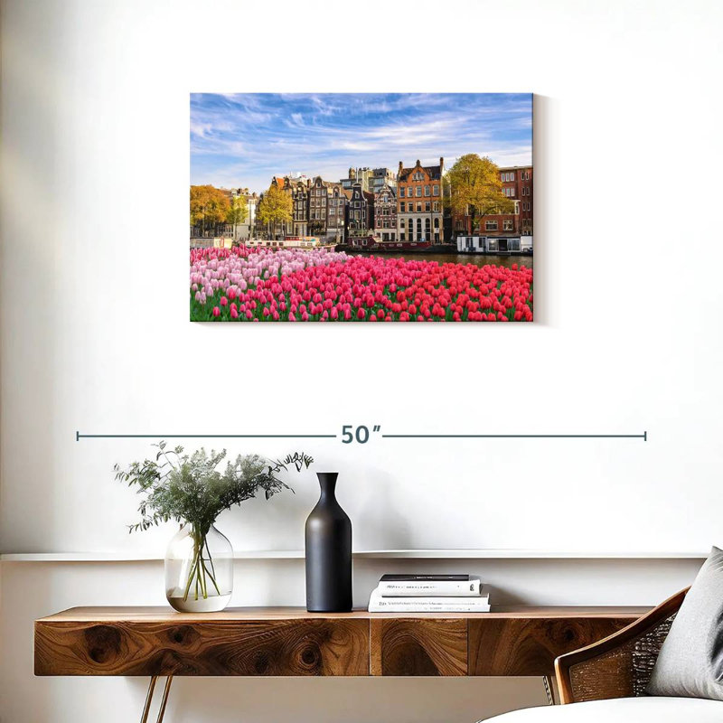 Tulipes du canal Sirci à Amsterdam, H 20 po x l 30 po
