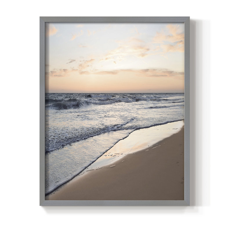 Reproduction encadrée Peaceful Shore - bois massif, H 15 po x l 12 po, Gris