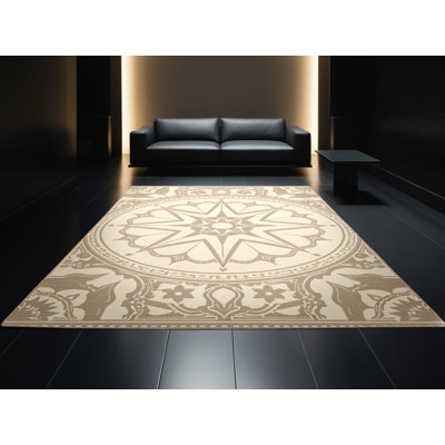 Tapis marocain beige d'inspiration mondiale lavable à la machine - reliure beige