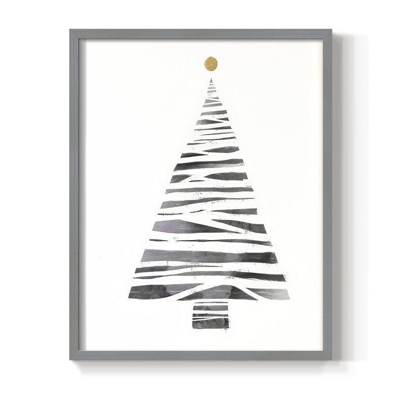 «Christmas Tree I», reproduction encadrée - bois massif, H 11 po x l 9 po, Gris