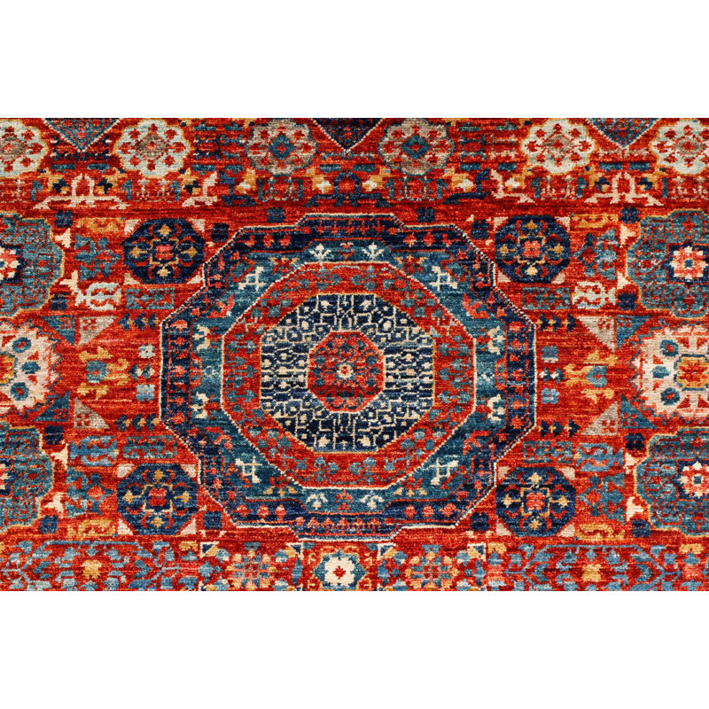 Chemin de table tribal turc rouge et multicolore, Tapis de couloir 2 pi 11 po x 8 pi 3 po