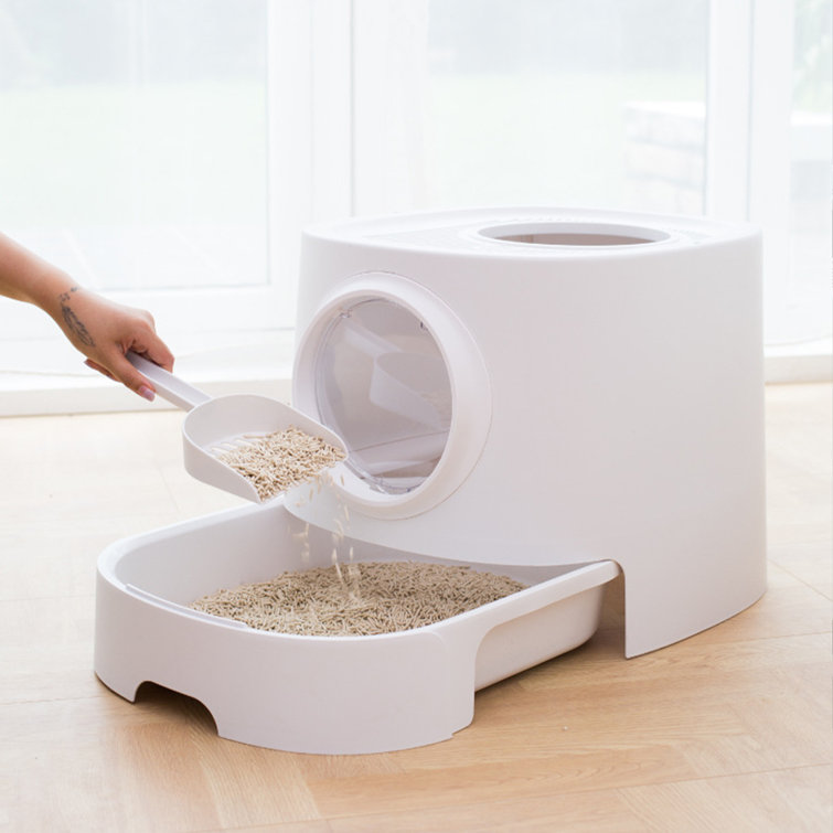Tucker Murphy Pet™ Extra Large Cat Litter Box With Scoop, Front Entry And  Top Exit, White & Reviews