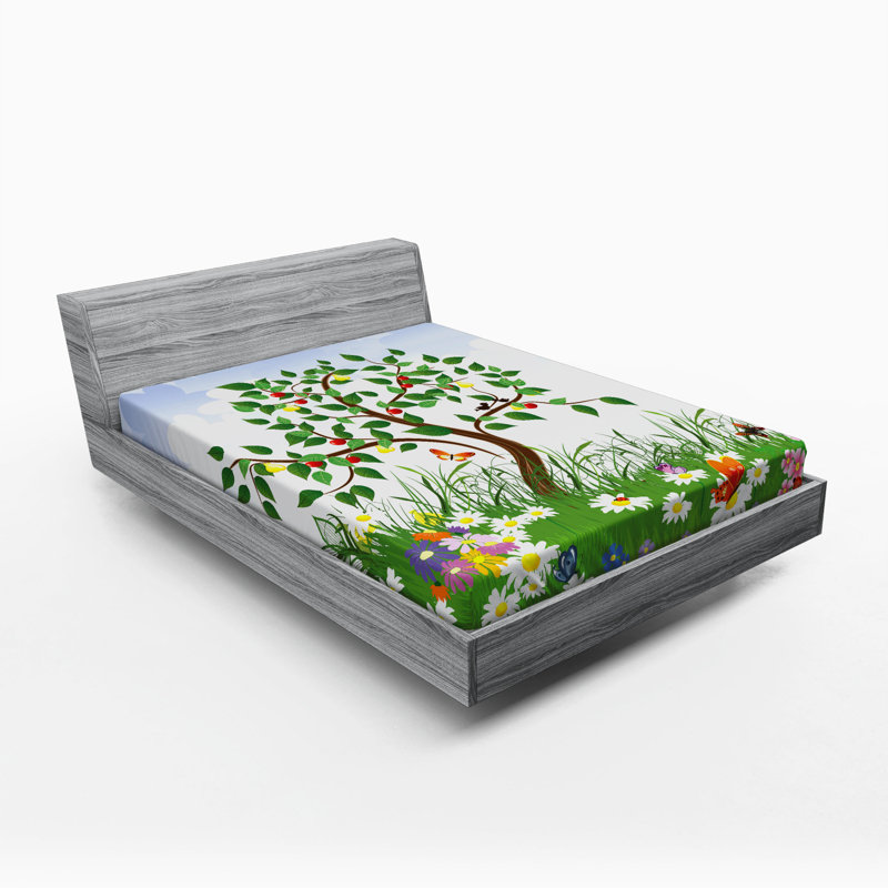 Microfiber Floral Fitted Sheet, Full Fitted Sheet