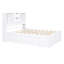 Grand lit plateforme avec rangement et 8 tiroirs - Tête de lit en bois massif blanc durable