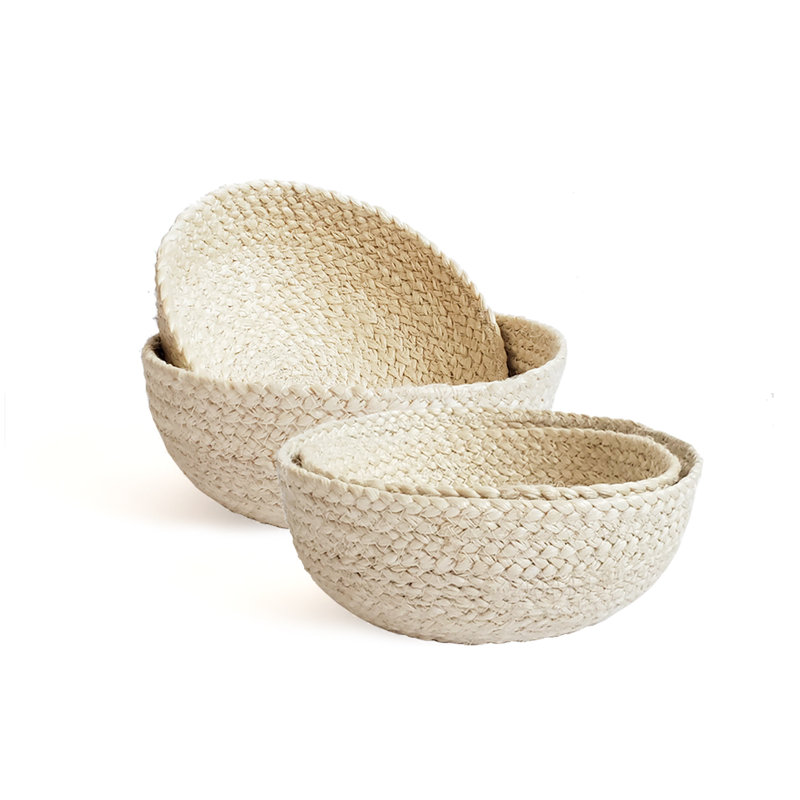 Ensemble de 4 paniers en jute 4 pièces, Blanc