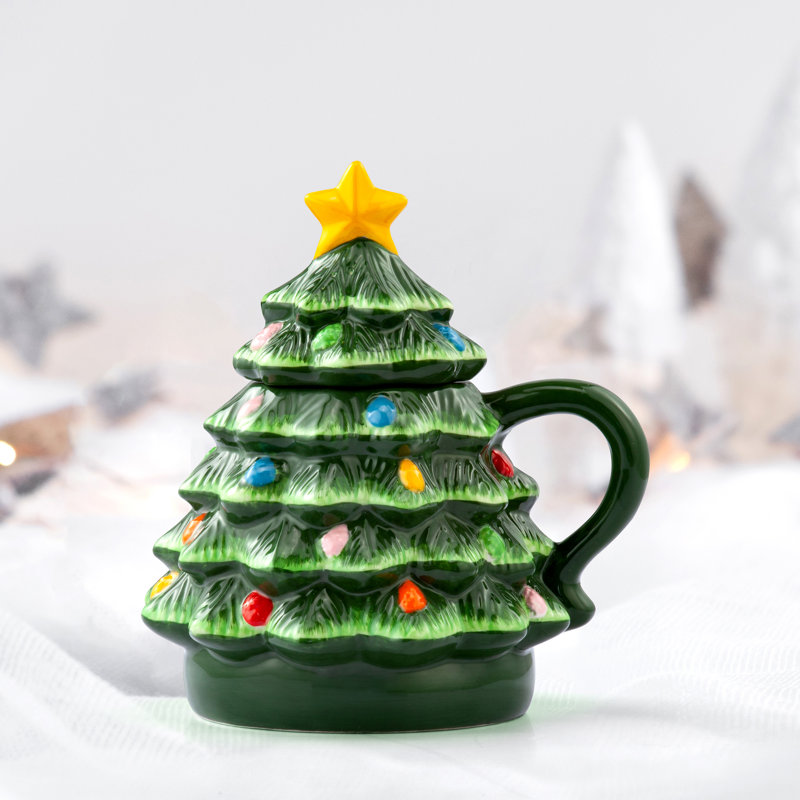 6" Nostalgic Ceramic Tree Lidded Mug