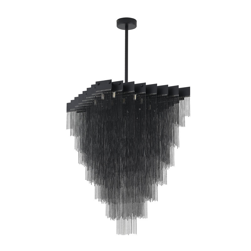 Lustre moderne à chaîne en aluminium 16 lumières Modern, Noir satiné