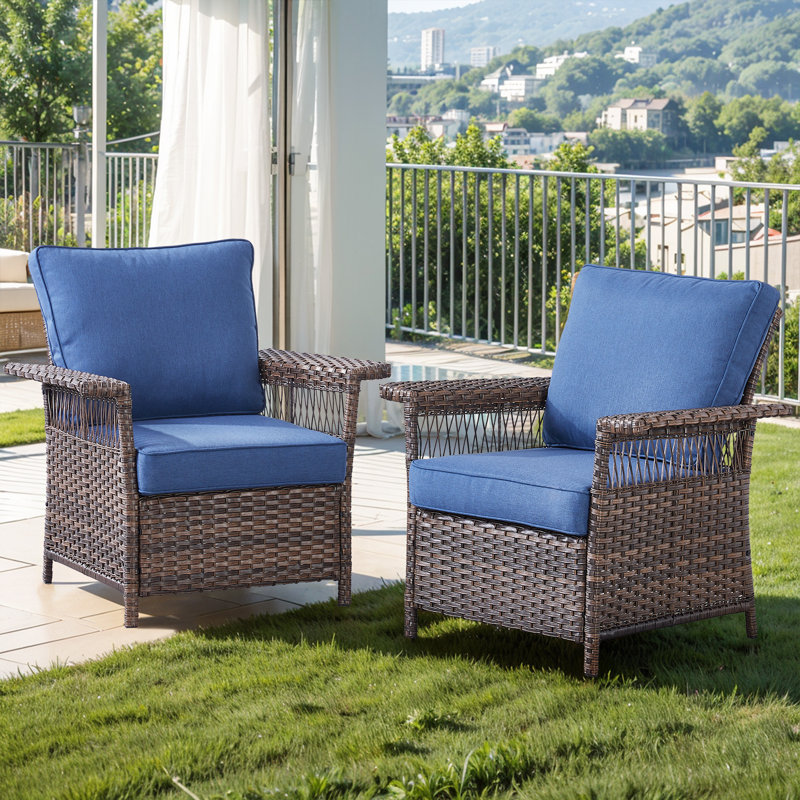 Tapash Wicker Outdoor Lounge Chair, Blue
